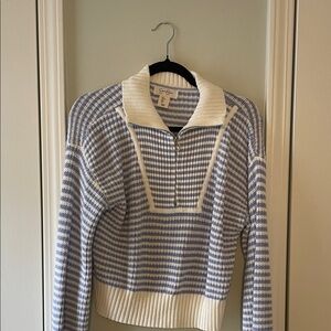 Jessica Simpson Blue and Cream Cowl Neck Sweater